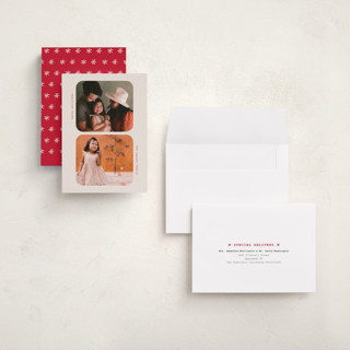 This is a cream holiday photo cards with standard by Ilene Guy called little greetings printing on recycled smooth signature in grand