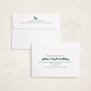 This is a sage holiday photo cards with standard by Hooray Creative called a married christmas printing on recycled smooth signature in grand