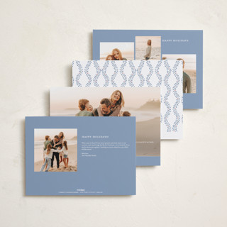 This is a french blue holiday photo cards with standard by Alston Foster called festive greens printing on recycled smooth signature in grand