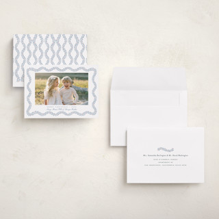 This is a french blue holiday photo cards with standard by Alston Foster called festive greens printing on recycled smooth signature in grand
