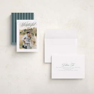 This is a blue spruce holiday photo cards with standard by Heather Cairl called just wonderful printing on recycled smooth signature in grand