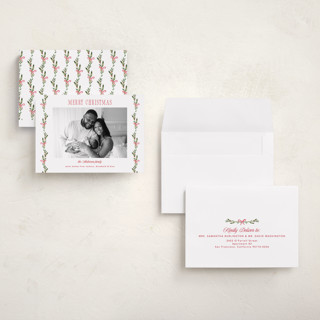 This is a holly berry holiday photo cards with standard by Petra Kern called lillian printing on recycled smooth signature in grand