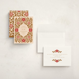This is a chocolate holiday photo cards with standard by Katharine Watson called holly frame printing on signature in grand
