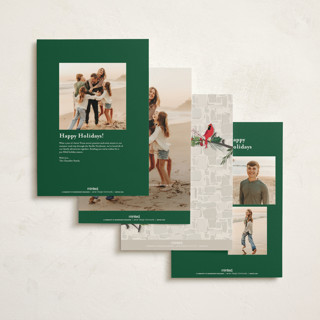 This is a pine holiday photo cards with standard by Susan Moyal called holiday window printing on signature in grand