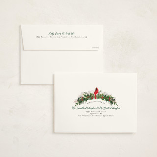 This is a pine holiday photo cards with standard by Susan Moyal called holiday window printing on signature in grand