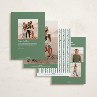 This is a pine holiday photo cards with standard by Susan Moyal called holly & bows printing on recycled smooth signature in grand