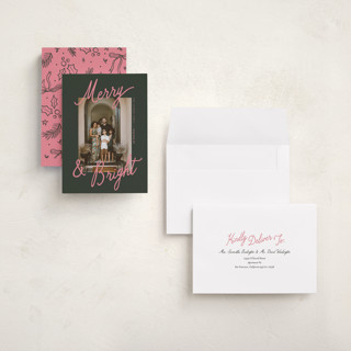 This is a mistletoe holiday photo cards with standard by Pixel and Hank called jottings printing on signature in grand
