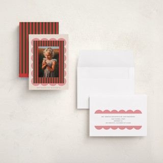 This is a holly holiday photo cards with standard by Morgan Kendall called layered frame printing on signature in grand