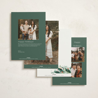 This is a vert holiday photo cards with standard by Jackie Crawford called watercolor festive wreath printing on signature in grand