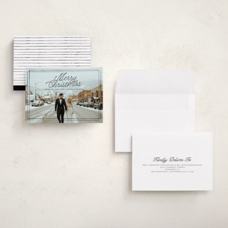 This is a ink holiday photo cards with standard by Anna Elder called a classic christmas printing on recycled smooth signature in grand