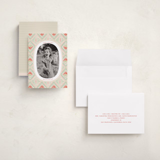 This is a peppermint holiday photo cards with standard by Julie Murray called poinsettia printing on recycled smooth signature in grand