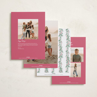 This is a winter rose holiday photo cards with standard by frau brandt called soft garland printing on recycled smooth signature in grand