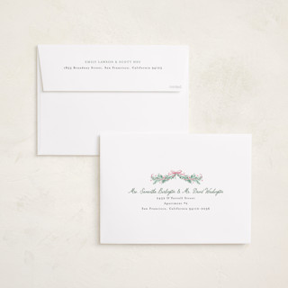 This is a winter rose holiday photo cards with standard by frau brandt called soft garland printing on recycled smooth signature in grand