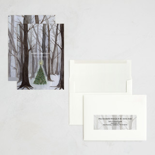 This is a winter holiday photo cards with standard by Karina Racz called silent night woods printing on signature in grand