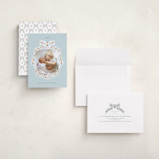 This is a winter sky holiday photo cards with standard by Itsy Belle Studio called cottage ribbon printing on recycled smooth signature in grand