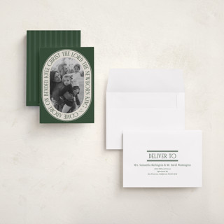 This is a pine holiday photo cards with standard by Brianne Larsen called come adore printing on signature in grand