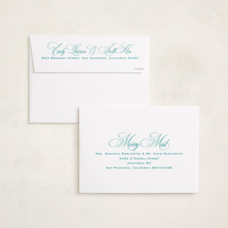 This is a mint holiday photo cards with standard by Megan Davis called julep printing on signature in grand