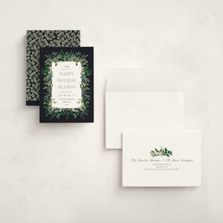 This is a balsam fir holiday photo cards with standard by Susan Moyal called greenery framed printing on signature in grand