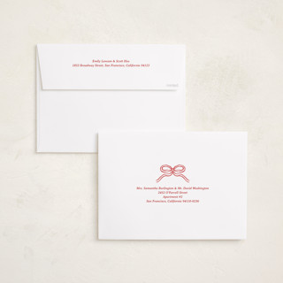 This is a cranberry holiday photo cards with standard by Kercia Jane called brushed bow printing on recycled smooth signature in grand