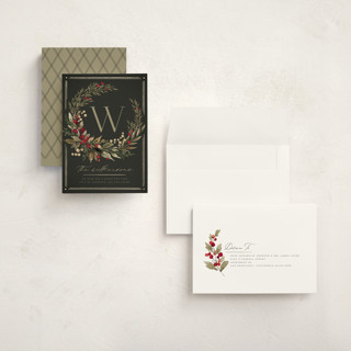 This is a garland holiday photo cards with standard by Wildfield Paper Co called wild wreath printing on signature in grand