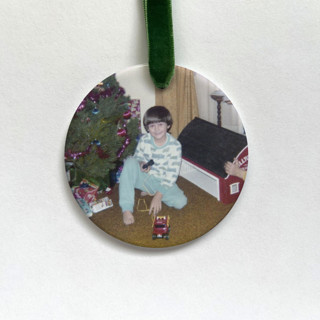 This is a multicolorassorted-colors holiday decorations by Holly Whitcomb called personalized photo memory ornament in standard