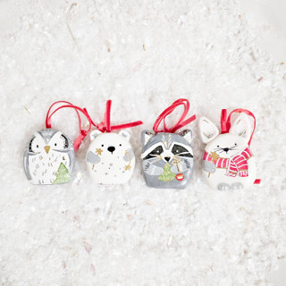 This is a multicolorassorted-colors holiday decorations by AlisonJerry called hand-made winter critters ornaments in standard