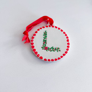 This is a white holiday decorations by Arohika Verma called custom initial ornament in standard