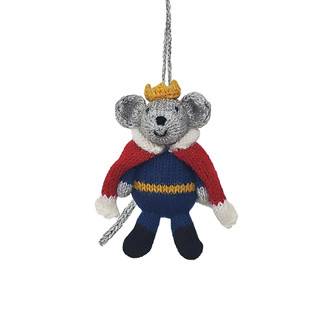 This is a multicolor holiday decorations by Melange Collection called king mouse ornament in standard