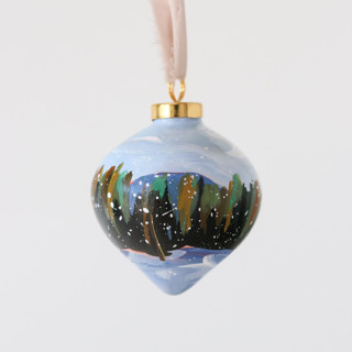 This is a green holiday decorations by Weronika Zubek called snowy pine trees - 28 in standard