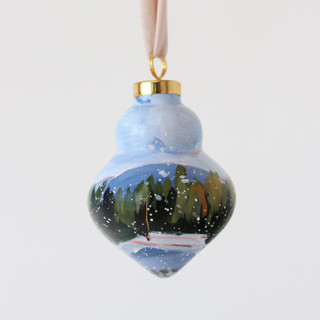 This is a green holiday decorations by Weronika Zubek called snowy pines winter - 30 in standard
