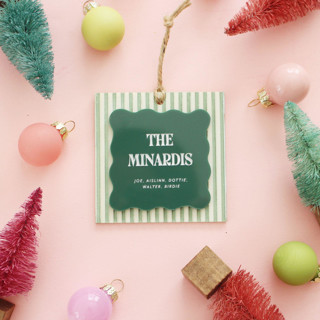 This is a multicolorassorted-colors holiday decorations by Aislinn Minardi called striped personalized ornament in standard