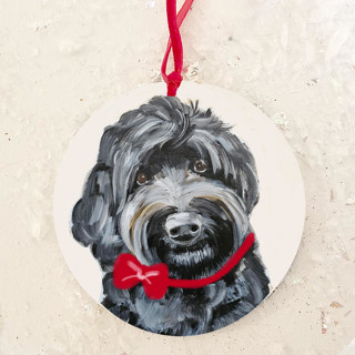 This is a multicolorassorted-colors holiday decorations by AlisonJerry called personalized dog round glass ornament in standard