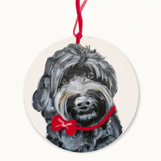 This is a multicolorassorted-colors holiday decorations by AlisonJerry called personalized dog round glass ornament in standard