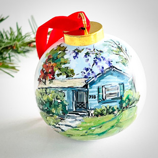 This is a white holiday decorations by Arohika Verma called hand-painted custom ornament in standard