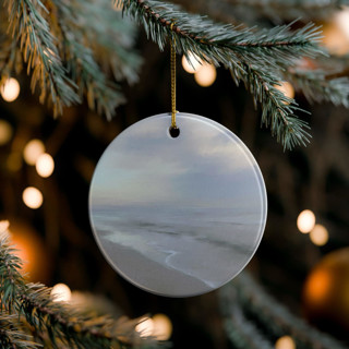 This is a multicolor holiday decorations by Lindsay Kelly Art called coastal ceramic ornament in standard