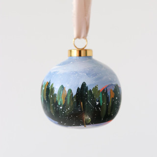 This is a green holiday decorations by Weronika Zubek called snowy winter ornament- 31 in standard