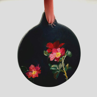 This is a red holiday decorations by Arohika Verma called personalized bold florals ornament in standard