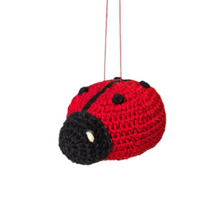 This is a red holiday decorations by Melange Collection called crochet ladybug ornament in standard