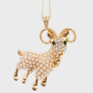 This is a gold holiday decorations by Joanna Buchanan called aries hanging ornament in standard