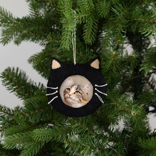 This is a black holiday decorations by Global Goods Partners called felt cat frame ornament - black in standard