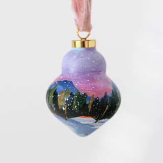 This is a multicolor holiday decorations by Weronika Zubek called snowy winter pine ornament - 15 in standard