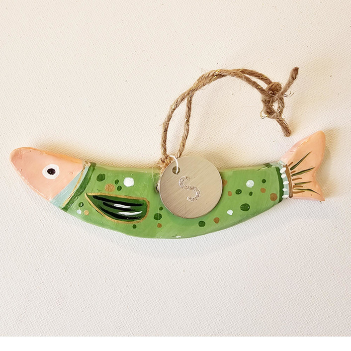 Hand made Clay Sardine with Custom Charm