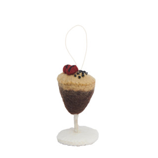This is a brown holiday decorations by Global Goods Partners called felt cocktail ornaments-espresso martini in standard