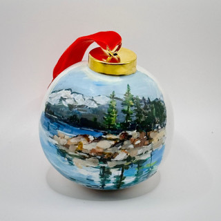 This is a white holiday decorations by Arohika Verma called personalized hand painted : scenic travel ornament in standard