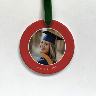 This is a white holiday decorations by Holly Whitcomb called custom photo ornament - grad solid border in standard