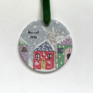 This is a white holiday decorations by Holly Whitcomb called personalized photo ornament - your child's artwork in standard