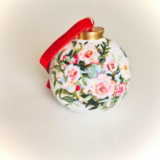 This is a white holiday decorations by Arohika Verma called custom hand-painted bridal bouquet ornament in standard