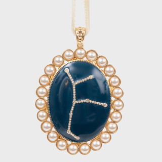 This is a blue holiday decorations by Joanna Buchanan called virgo hanging ornament in standard