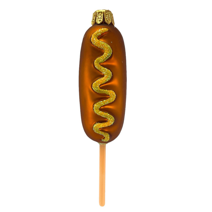 Corn Dog Food Polish Mouth Blown Glass Christmas Ornament - Thumbnail 4