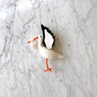 This is a multicolor holiday decorations by Ganapati Crafts Co. called felt ornament - stork in standard